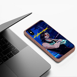 Чехол iPhone XS Max матовый Johnny Cyberpunk2077, цвет: 3D-коричневый — фото 2