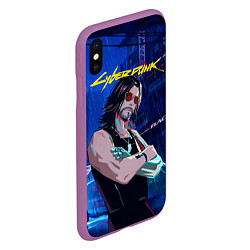 Чехол iPhone XS Max матовый Johnny Cyberpunk2077, цвет: 3D-фиолетовый — фото 2