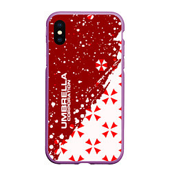 Чехол iPhone XS Max матовый Resident Evil Umbrella Corporation паттерн, цвет: 3D-фиолетовый