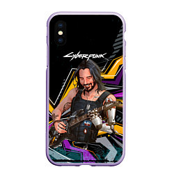 Чехол iPhone XS Max матовый Johnny гитарист cyberpunk2077, цвет: 3D-светло-сиреневый