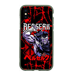 Чехол iPhone XS Max матовый БЕРСЕРК BERSERK GUTS, цвет: 3D-темно-зеленый