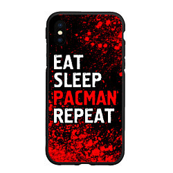 Чехол iPhone XS Max матовый Eat Sleep Pacman Repeat Арт, цвет: 3D-черный