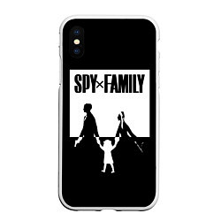 Чехол iPhone XS Max матовый Spy x Family: Семья шпиона черно-белая, цвет: 3D-белый