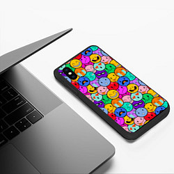 Чехол iPhone XS Max матовый Sticker bombing смайлы маленькие, цвет: 3D-черный — фото 2
