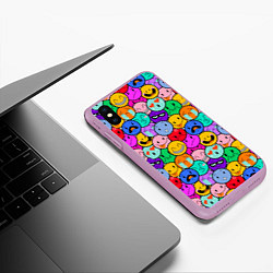 Чехол iPhone XS Max матовый Sticker bombing смайлы маленькие, цвет: 3D-сиреневый — фото 2