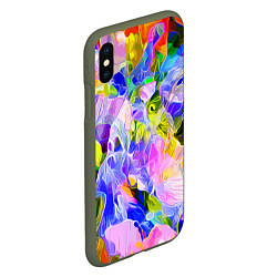 Чехол iPhone XS Max матовый Красочный цветочный узор Весна - Лето 2023 Colorfu, цвет: 3D-темно-зеленый — фото 2