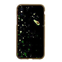 Чехол iPhone XS Max матовый Авокадо avocado брызги, цвет: 3D-коричневый