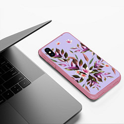 Чехол iPhone XS Max матовый Цветы Вересковый Сад, цвет: 3D-малиновый — фото 2