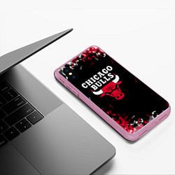 Чехол iPhone XS Max матовый Чикаго Буллз Chicago Bulls Огонь, цвет: 3D-розовый — фото 2