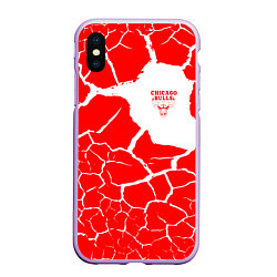 Чехол iPhone XS Max матовый CHICAGO BULLS ЧИКАГО БУЛЛС ТРЕЩИНЫ, цвет: 3D-сиреневый