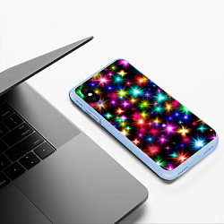 Чехол iPhone XS Max матовый ЦВЕТНЫЕ ЗВЕЗДЫ COLORED STARS, цвет: 3D-голубой — фото 2