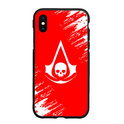 Чехол iPhone XS Max матовый Assassins creed череп красные брызги, цвет: 3D-черный