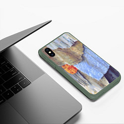 Чехол iPhone XS Max матовый Разноцветные лоскуты ткани тряпка Rags hanging on, цвет: 3D-темно-зеленый — фото 2