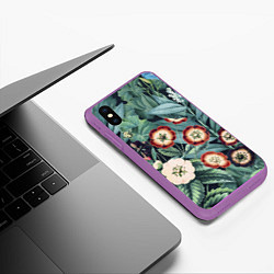 Чехол iPhone XS Max матовый Цветы Полуночные, цвет: 3D-фиолетовый — фото 2
