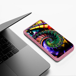 Чехол iPhone XS Max матовый Красочная фрактальная спираль Colorful fractal spi, цвет: 3D-малиновый — фото 2