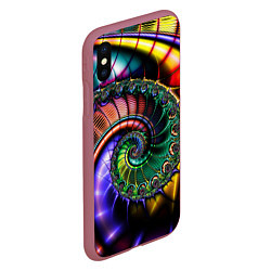 Чехол iPhone XS Max матовый Красочная фрактальная спираль Colorful fractal spi, цвет: 3D-малиновый — фото 2