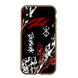 Чехол iPhone XS Max матовый BERSERK BLACK MASK - БЕРСЕРК ЧЁРНАЯ МАСКА, цвет: 3D-коричневый