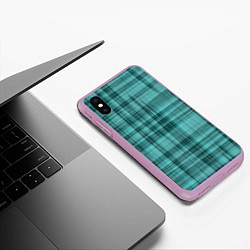 Чехол iPhone XS Max матовый Клетчатый узор цвета морской волны checkered patte, цвет: 3D-сиреневый — фото 2