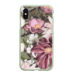 Чехол iPhone XS Max матовый Цветы Красивый Цветочный Букет Георгин, цвет: 3D-салатовый