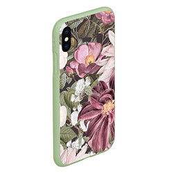 Чехол iPhone XS Max матовый Цветы Красивый Цветочный Букет Георгин, цвет: 3D-салатовый — фото 2