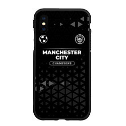 Чехол iPhone XS Max матовый Manchester City Champions Uniform, цвет: 3D-черный