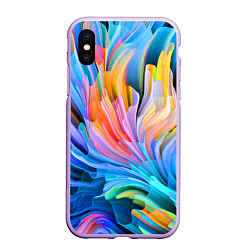 Чехол iPhone XS Max матовый Красочный абстрактный паттерн Лето Colorful Abstra, цвет: 3D-сиреневый