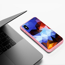 Чехол iPhone XS Max матовый Абстрактный цветной узор из треугольников Abstract, цвет: 3D-баблгам — фото 2