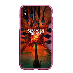 Чехол iPhone XS Max матовый Stranger Things 4 Измерения, цвет: 3D-малиновый