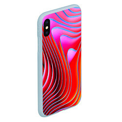 Чехол iPhone XS Max матовый Разноцветные неоновые полосы Волна Multicolored ne, цвет: 3D-голубой — фото 2