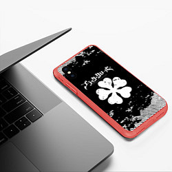 Чехол iPhone XS Max матовый Белый логотип black clover чёрный клевер, цвет: 3D-красный — фото 2