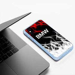Чехол iPhone XS Max матовый Bmw надпись, цвет: 3D-голубой — фото 2