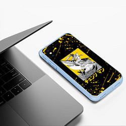 Чехол iPhone XS Max матовый ЧЕЛОВЕК-БЕНЗОПИЛА CHAINSAW MAN AND BEAM, цвет: 3D-голубой — фото 2