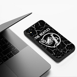 Чехол iPhone XS Max матовый The Beatles - КОТ - Трещины, цвет: 3D-черный — фото 2