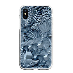 Чехол iPhone XS Max матовый GEOMETRIC FRACTAL CUBES, цвет: 3D-белый