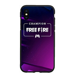 Чехол iPhone XS Max матовый Free Fire Gaming Champion: рамка с лого и джойстик