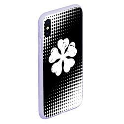 Чехол iPhone XS Max матовый Белый логотип Черный клевер на черном, цвет: 3D-светло-сиреневый — фото 2