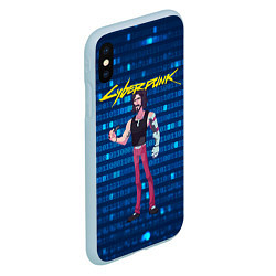 Чехол iPhone XS Max матовый Johnny Cyberpunk Джонни, цвет: 3D-голубой — фото 2