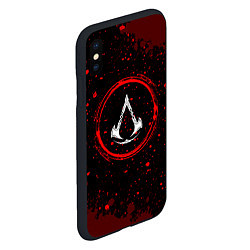 Чехол iPhone XS Max матовый Символ Assassins Creed и краска вокруг на темном ф, цвет: 3D-черный — фото 2