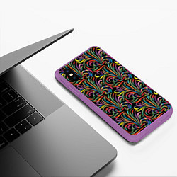 Чехол iPhone XS Max матовый Разноцветные яркие узоры, цвет: 3D-фиолетовый — фото 2