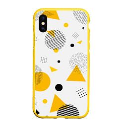 Чехол iPhone XS Max матовый GEOMETRIC INTERWEAVING OF SHAPES, цвет: 3D-желтый