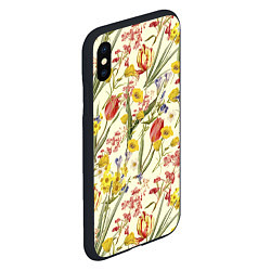 Чехол iPhone XS Max матовый Цветы Весенние Тюльпаны, цвет: 3D-черный — фото 2