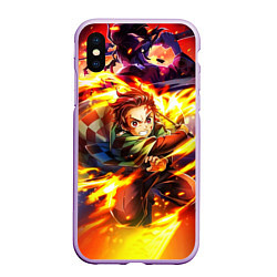 Чехол iPhone XS Max матовый Клинок, рассекающий демонов Demon Slayer, цвет: 3D-сиреневый