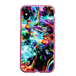 Чехол iPhone XS Max матовый Красочный космос, цвет: 3D-малиновый