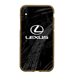 Чехол iPhone XS Max матовый Lexus - следы шин, цвет: 3D-коричневый