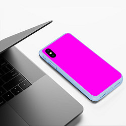 Чехол iPhone XS Max матовый Однотонный розовый неоновый Пион, цвет: 3D-голубой — фото 2
