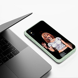 Чехол iPhone XS Max матовый ПАУЭР ИЗ ЧЕЛОВЕК БЕНЗОПИЛА CHAINSAW MAN, цвет: 3D-салатовый — фото 2