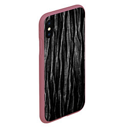 Чехол iPhone XS Max матовый Полосы чорные серые роизвольные random black strip, цвет: 3D-малиновый — фото 2