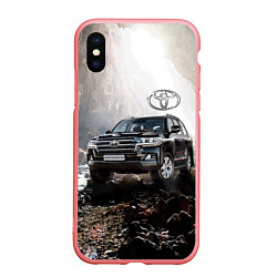 Чехол iPhone XS Max матовый Toyota Land Cruiser 200 в пещере со скальными рису, цвет: 3D-баблгам