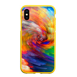 Чехол iPhone XS Max матовый MULTICOLORED SWIRLS, цвет: 3D-желтый