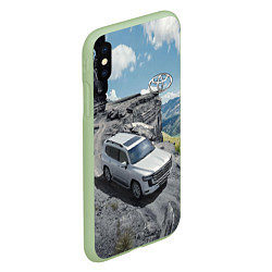 Чехол iPhone XS Max матовый Toyota Land Cruiser 300 Горная дорога, цвет: 3D-салатовый — фото 2